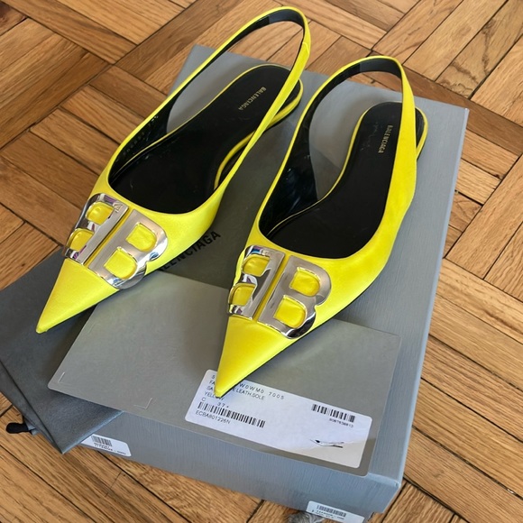 Balenciaga Knife logo-embellished satin point-toe flats - size 37.5 - Picture 6 of 15